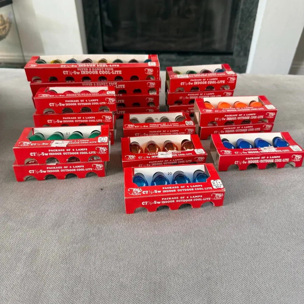 Vintage C7 Christmas Light Replacement Bulbs Cool-Lite Multicolor Lot 72 NOS